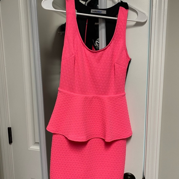 Neon Pink Peplum Cocktail Dress - Picture 4 of 5